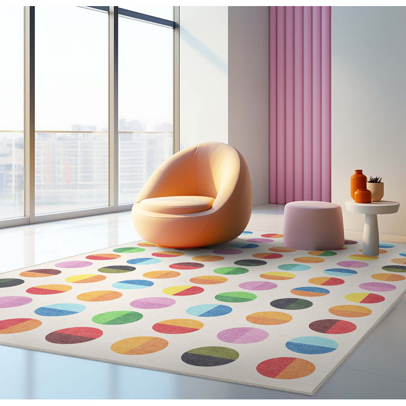 Tapis lavable à pois multicolore pour enfants Well Woven, Rectangle 3 pi 3 po x 5 pi