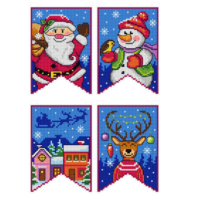 Christmas flags - blue 189CS Counted cross stitch kit with plastic canvas