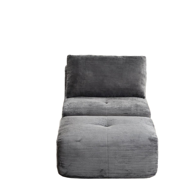 Chaise longue en velours côtelé simple en velours côtelé, pour animaux de compagnie, mobile, sans assemblage, gris, tissu de qualité pour siège compressé, installation rapide