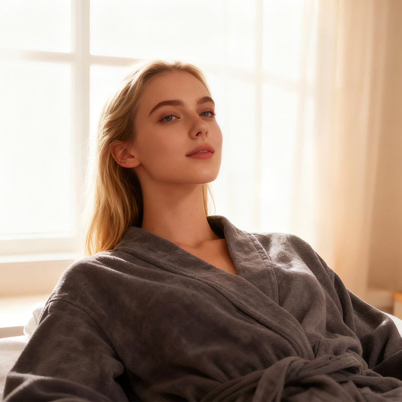 Peignoir 100% coton éponge gris foncé, Gris anthracite