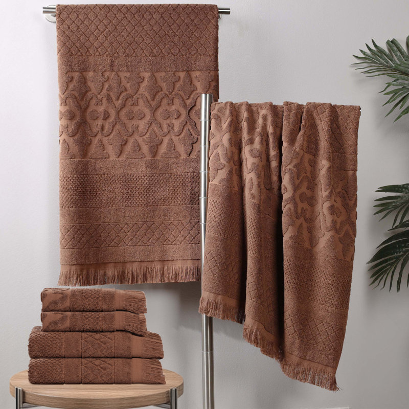 Serviette de bain Rolla, Ensemble de serviettes 6 pièces, Chocolat