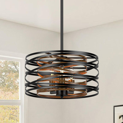 12.6 Inch Black Chandelier, 5-Light Farmhouse Chandelier