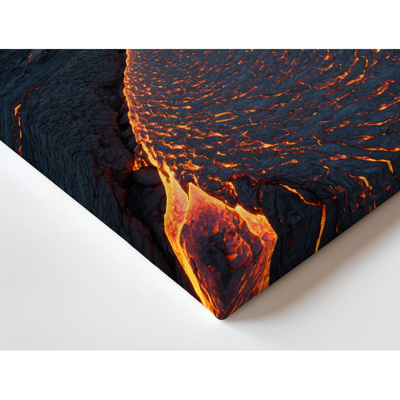 Toile, «Dramatic Volcanic Landscape Doting A Cracked Dark Terrain Illuminated», art mural par Glava Lava qui coule à travers la toile