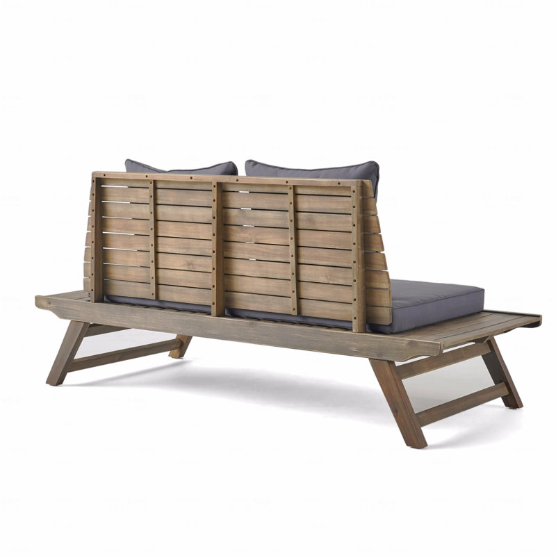 Causeuse de patio, Gray Cushion/Brown Frame