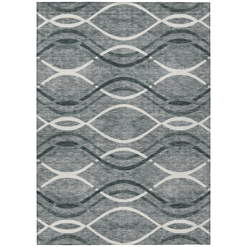 Tapis intérieur lavable abstrait ivoire 3 pi x 5 pi