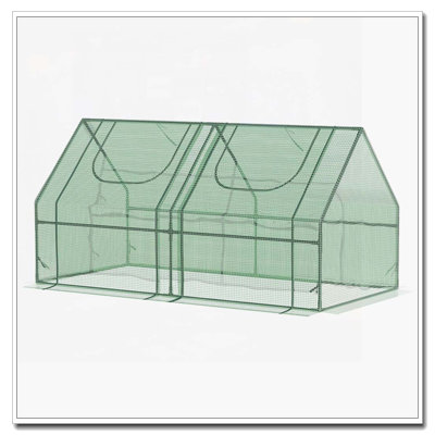 Outsunny 6' x 3' x 3' Portable Greenhouse, Garden Green House with 2 PE/Plastic Covers, Steel Frame and 2 Roll Up Windows, Green