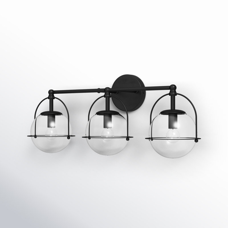 Moors 3 Light Transparent Dimmable Vanity Light, Matte Black