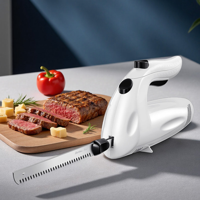 Electric Knife Set, 150W Powerful Electric Knife for Multi-Purpose Use, One Touch Operation, for Meats, Poultry, Bread - 2 Carving Blades and 1 Serving Fork Included