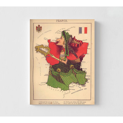 Anthropomorphic Map Of France, French Office Poster Wall Decor, France Map Print, Antique Map Of France, Old Home Office Wall Decor