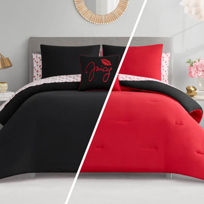 Juicy Couture Glam Girl Reversible Solid Bed-in-a-Bag Comforter Set