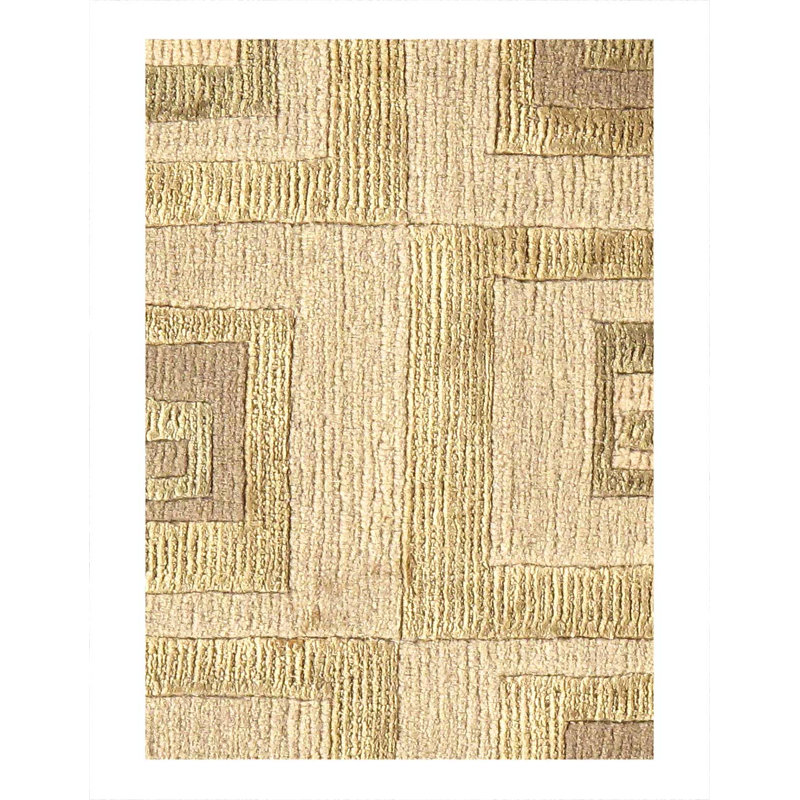 Tapis moderne en laine et soie V. noué à la main fine 1 pi 4 po x 1 pi 5 po