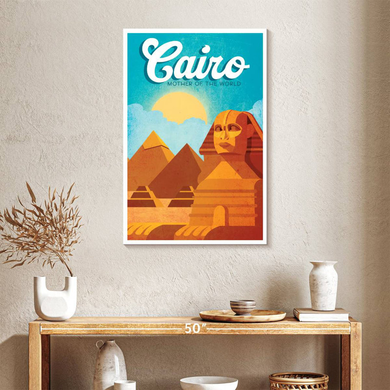 Affiche rétro du Caire, H 36 po x l 24 po