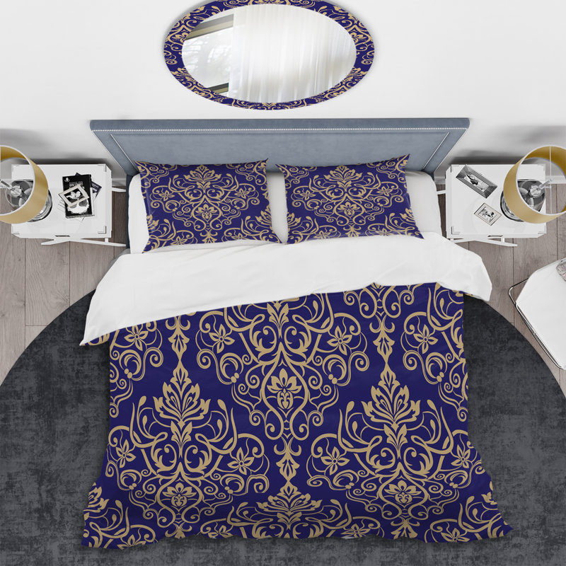 Ensemble de housse de couette en microfibre bleu / jaune 3 pièces