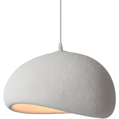 11.8Inch Wabi Sabi Pendant Light For Dining Room Kitchen Island Hallway Restaurant Modern Hanging Lamp E26 Base Japanese Style Bird Nest Shape Lighting Fixture (Matte White,B Shape, Small Size)