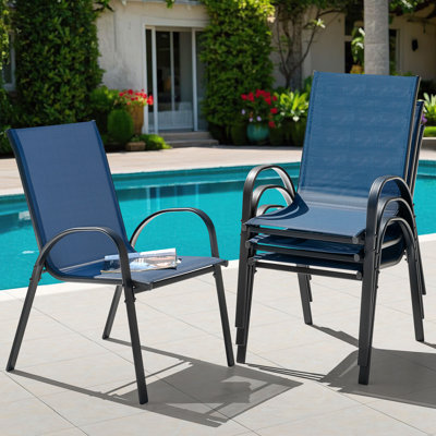 Ciella Outdoor Patio Chairs of 4, Stackable Dining Chairs for All Weather, Chair Set with Armrests for Backyard by Lark Manor