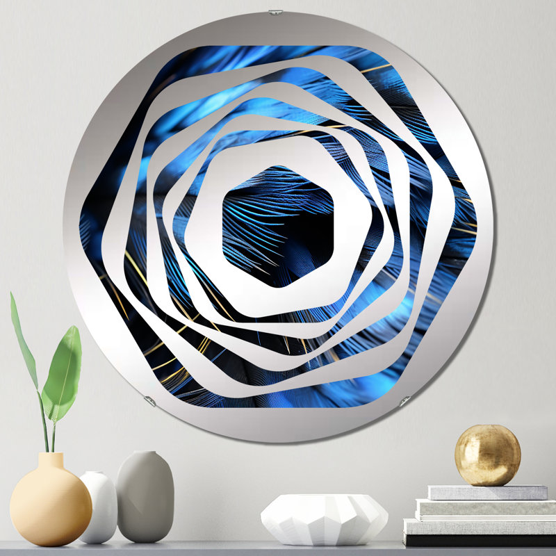 Miroir décoratif Blue Heron Feathers Of Light II - Amorphe, 23,6 po x 23,6 po