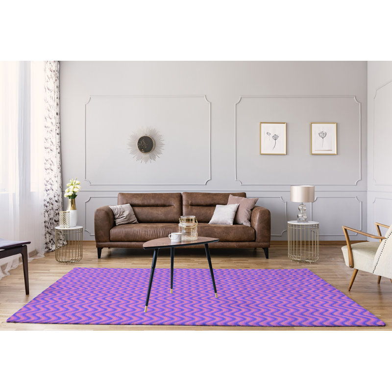 Tapis rose rayures ondulées, Rectangle 9 pi x 12 pi