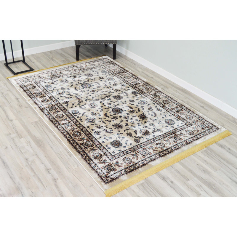 Tapis zone beige oriental, Rectangle 7 pi 8 po x 10 pi 8 po