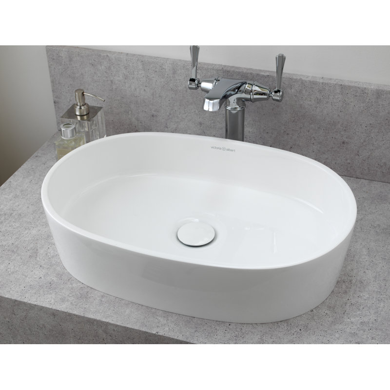 Ios 21" x 14" Oval Vessel Lavatory Sink, Englishcast White