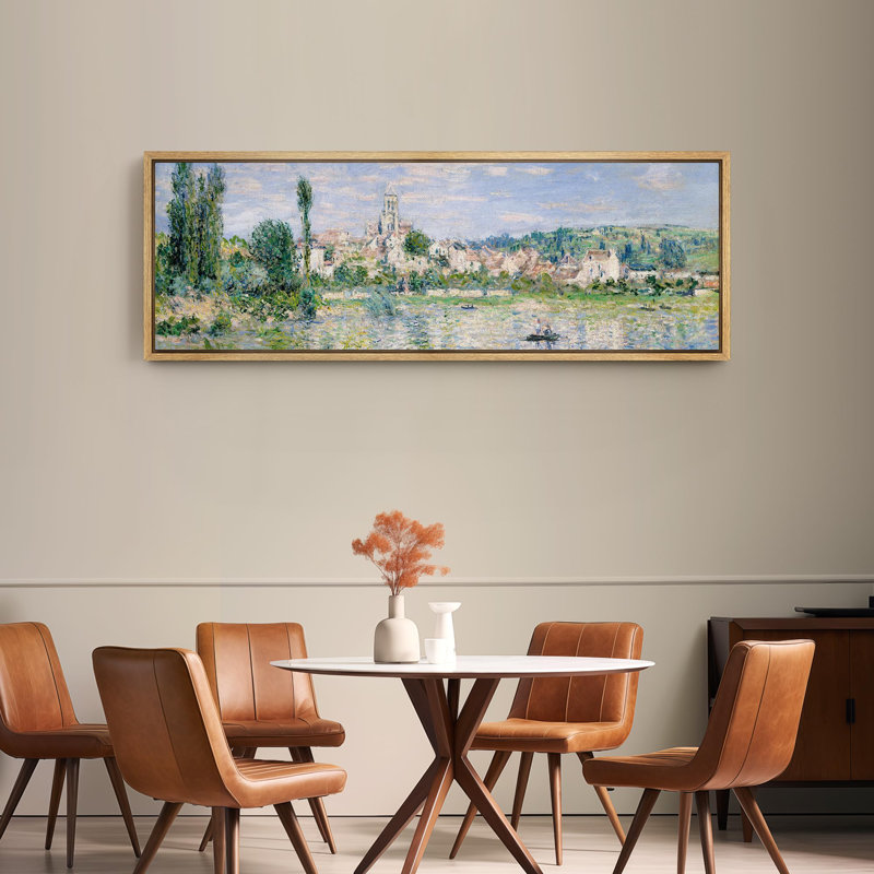 «Rustic Countryside Riverside Townscape Historic European Village», reproduction d'art sur toile, H 20 po x l 60 po, Naturel