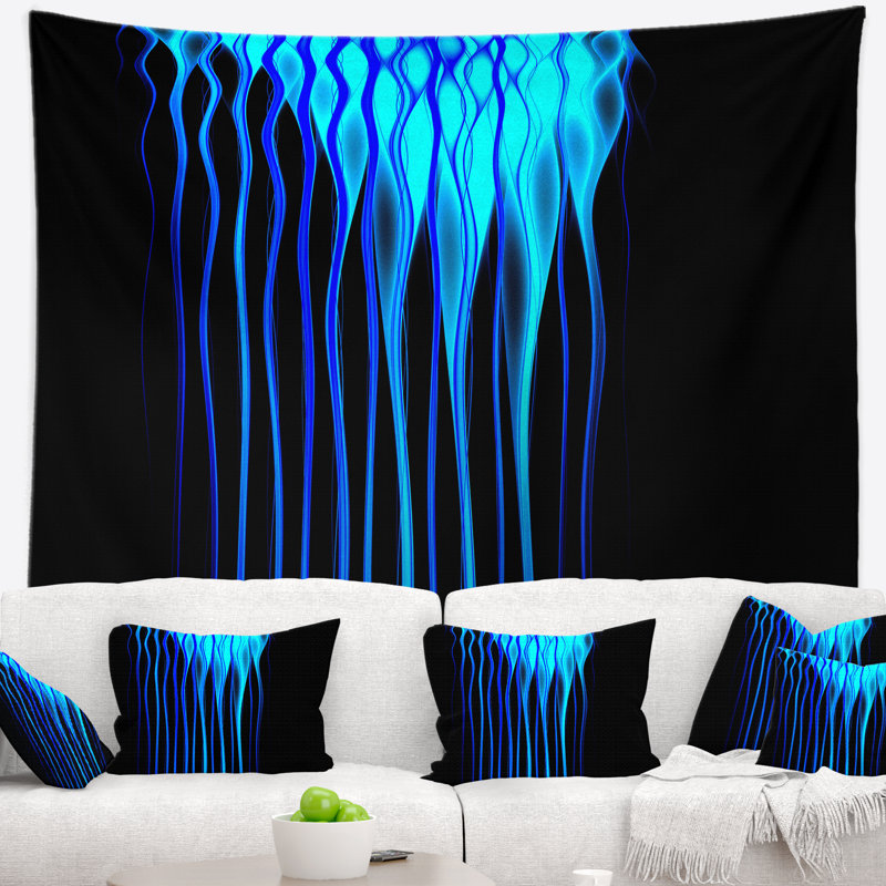 Tapisserie de motif fractal à flammes abstraites, H 50 po x l 60 po
