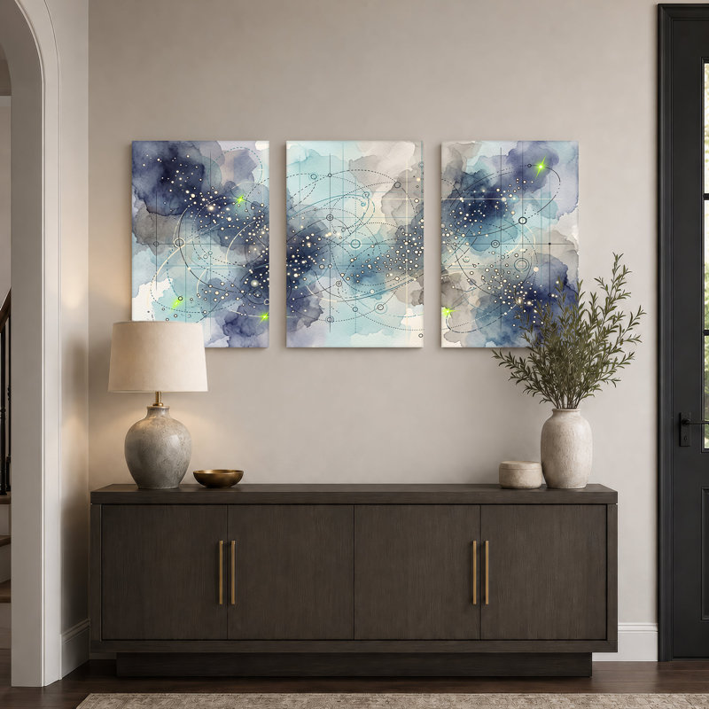 «Blue Watercolor Star», ensemble de 3 toiles, H 18 po x l 12 po x 3 pièces