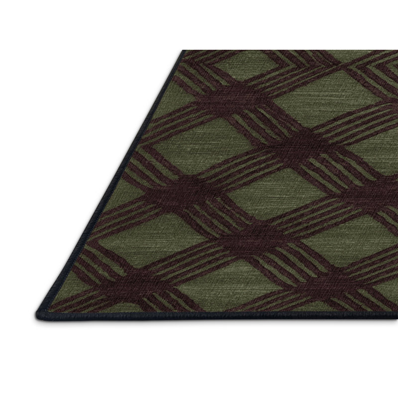 Tapis brun treillis lavable à la machine, Tapis de couloir 2 pi x 5 pi