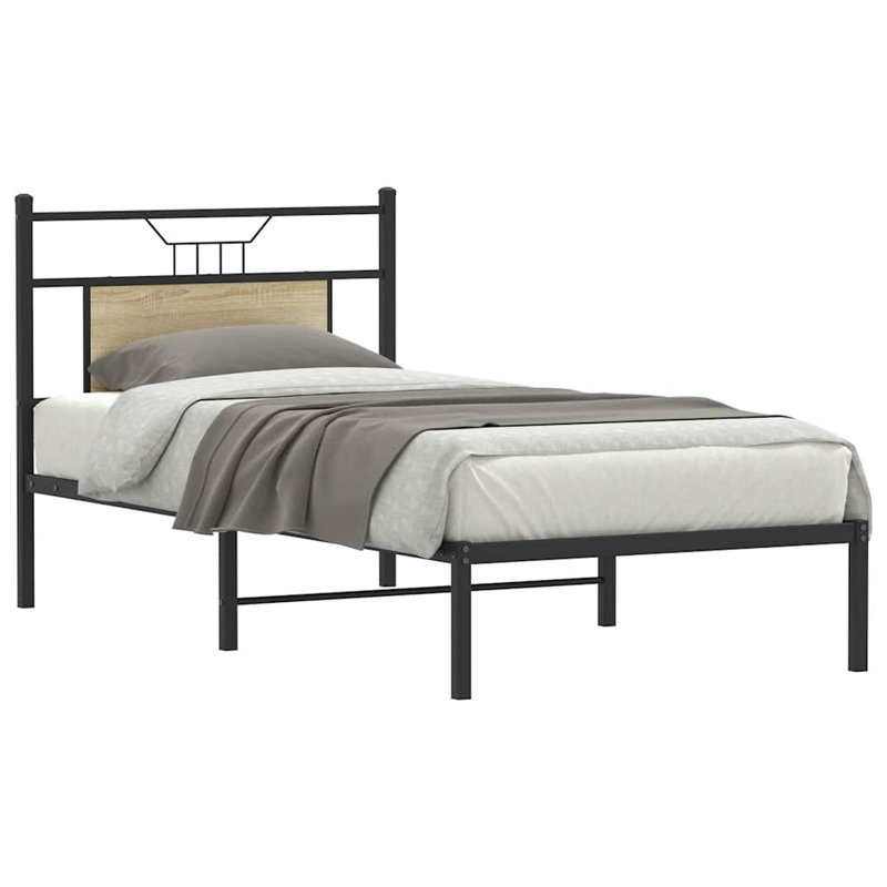 Bed Frame Without Mattress Engineered Wood, European Single (90 x 200cm), Sonoma Oak