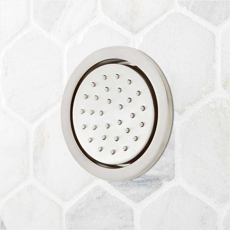 Vaporisateur pour le corps rond pivotant encastré 2,5 gallons par minute, Nickel brossé