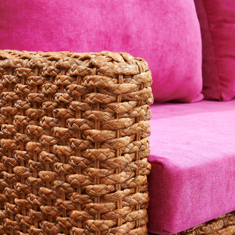 Canapé moderne moderne en rotin tissé rose