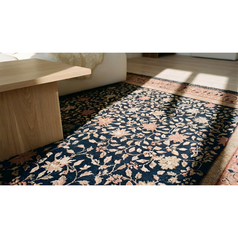 Antique Art Deco Chinese Allover Navy 1930s Rug