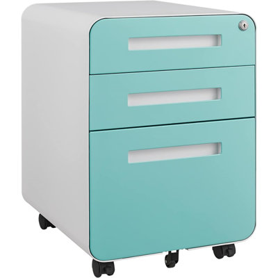 3-Drawer Mobile File Cabinet with Lock and Wheels, Rolling Office Organizer