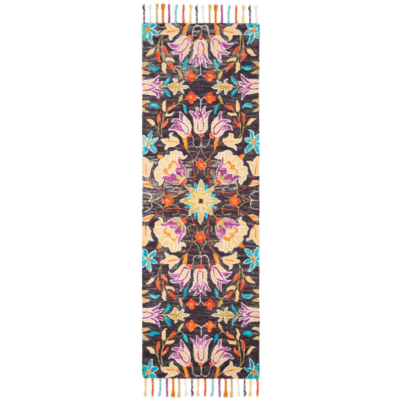 Vahakn Hand Tufted Wool Floral Rug, Runner 2'3" x 7'