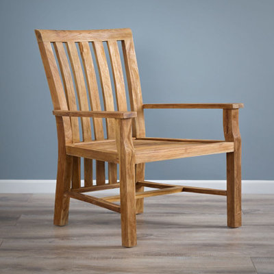 Landes 46cm H Solid Wood Slat Back Armchair