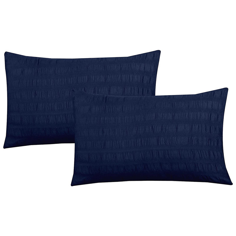 Polyester Solid Colour Duvet Cover Set, Navy, Single - 1 Standard Pillowcase