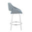 Tabouret de comptoir à hauteur fixe avec pivot en bois blanc et tissu bleu avec repose-pieds rond chromé - ensemble de 2-1412271679