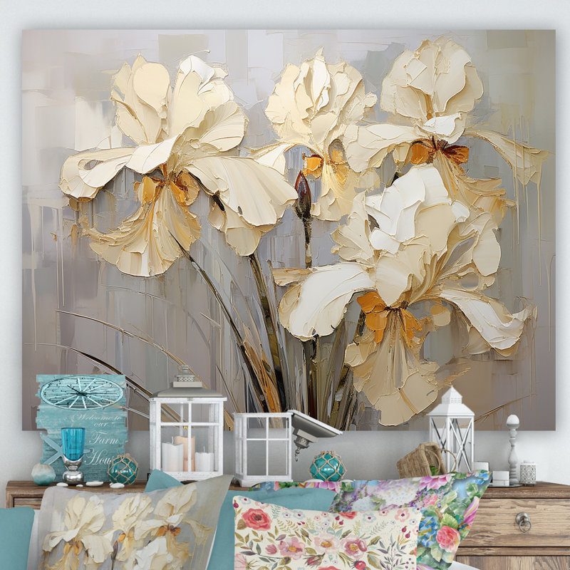 Golden Serenade of Irises sur toile, Toile tendue, H 12 po x l 20 po x P 1 po