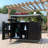 Farmhouse Outdoor Kitchen Island With Stainless Steel Top, Rolling Bar Cart And Spice Storage-1526121999