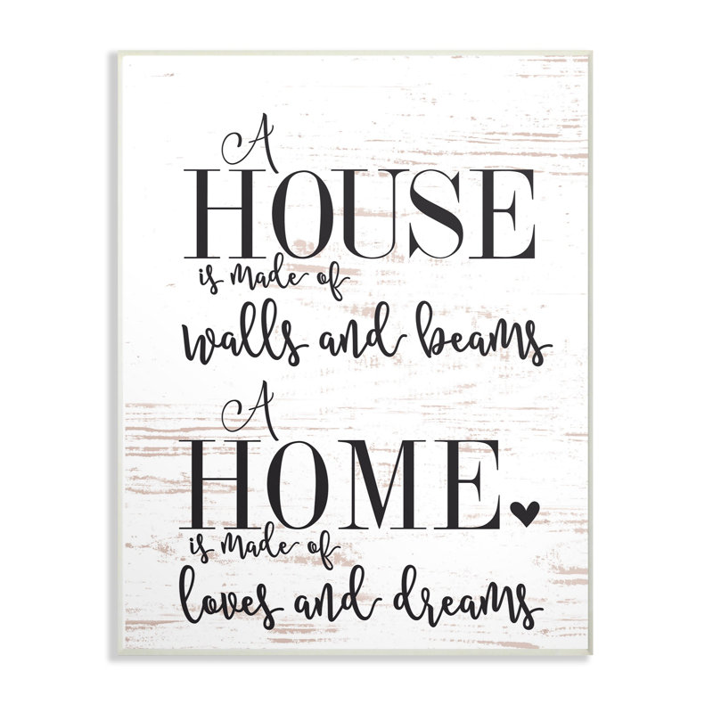 Home Loves and Dreams par Lettered and Lined - impression d'art textuel, H 15 po x l 10 po x P 0,5 po, Plaque murale
