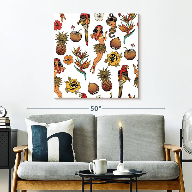 Motif hawaïen tropical Kerner, H 30 po x l 30 po