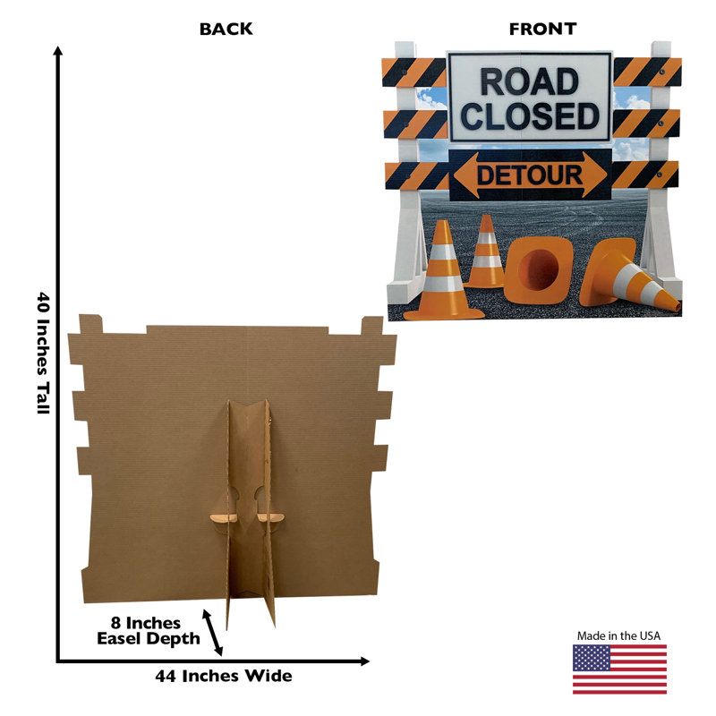 Life-Size Road Closed Detour Sign Cardboard Standup