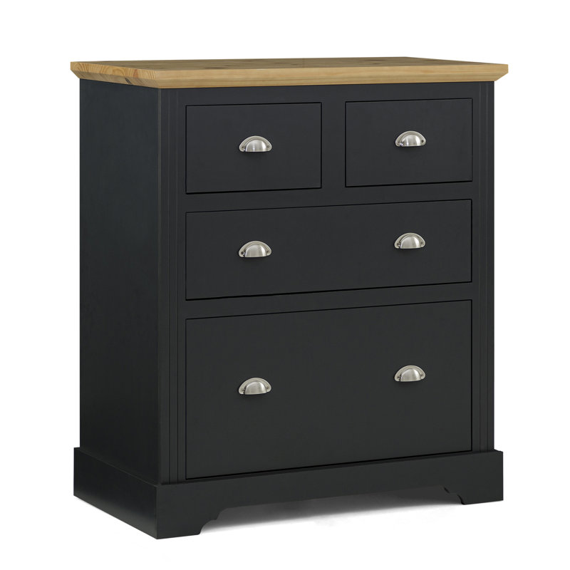Commode 4 tiroirs avec plateau en bois aggloméré Alaska, gris