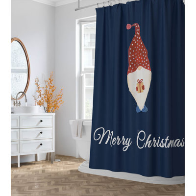 Merry Christmas Spotted Christmas Gnome Ultra-Thin Lightweight Shower Curtain