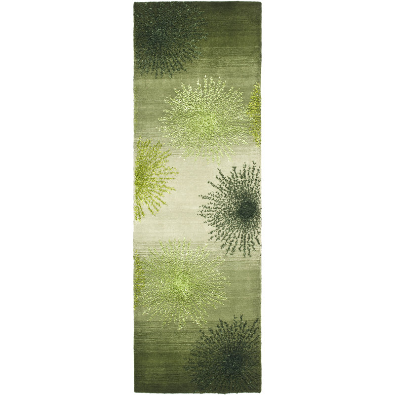 Amier Soho Hand Tufted Wool And Viscose Floral Rug, Runner 2'6" x 12'