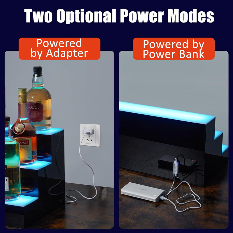 LED Liquor Bottle Display Shelf, Bottle Display Shelf Bar Shelves with Remote & App Control, 16 Colours, 4 Music Modes