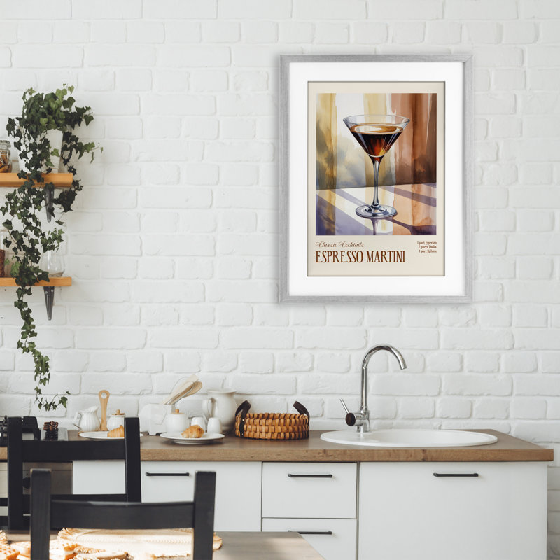 «Espresso Martini Sun», reproduction encadrée sous verre, design par Andreas Magnusson, H 23 po x l 17 po