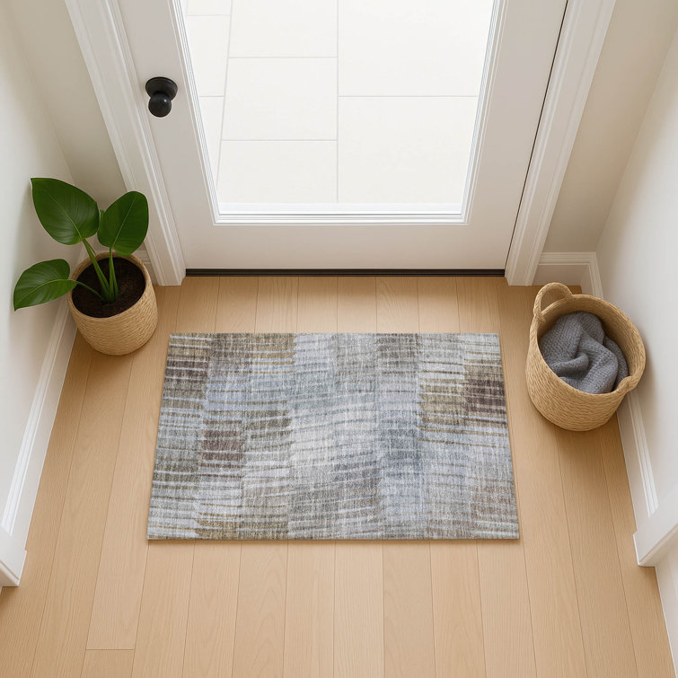 Machine Washable Indoor/Outdoor Huseby ACN2271 Stripes Rug