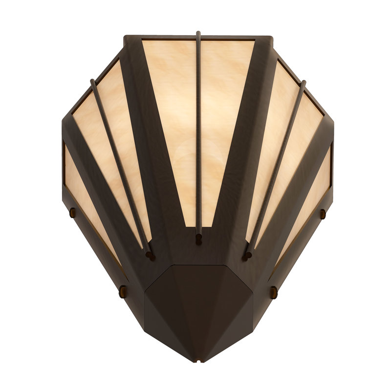 1 - Light Flush Mounted Sconce, Oil Rubbed Bronze, Beige, Glass