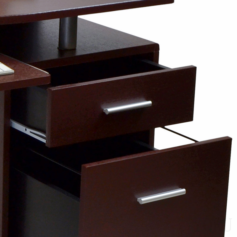 Stylish Computer Desk With Storage, Chocolate