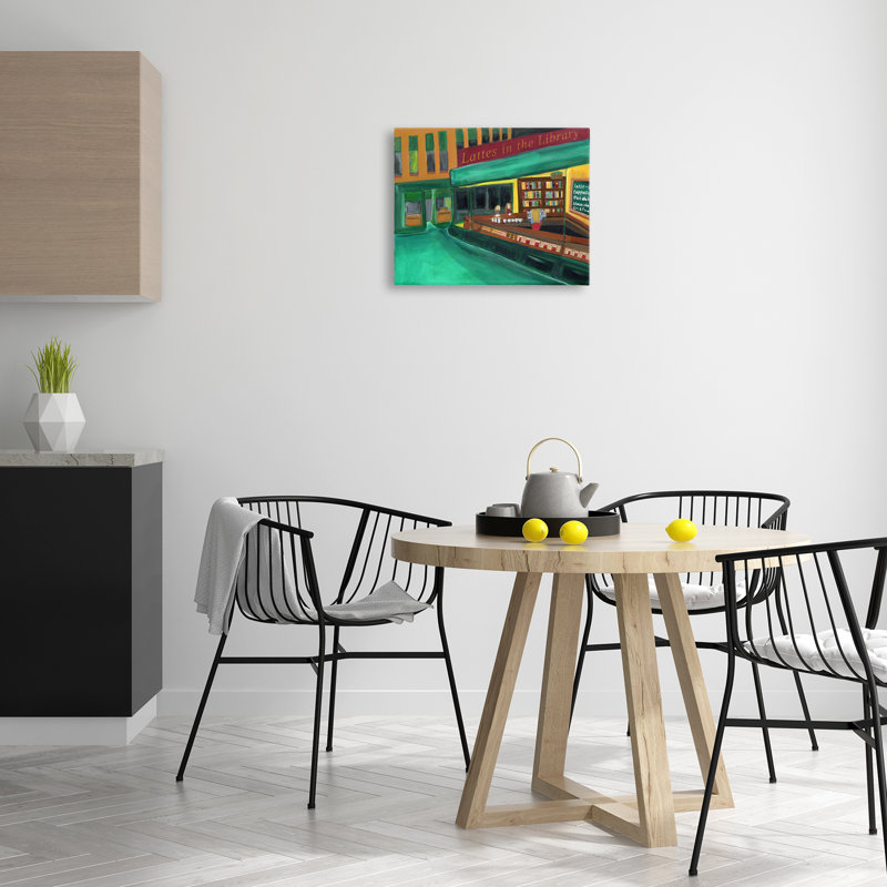 «Lattes In The Library», art mural par Kristal Clifford, H 16 po x l 20 po